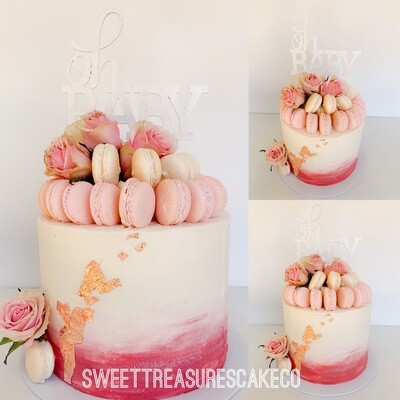 Oh baby Macaron Single tier Cake