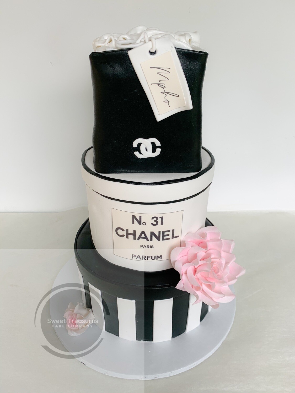 3 tier Chanel Inspired Birthday Cake