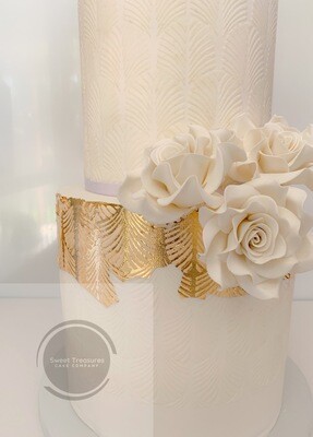 White and Gold birthday 2 tier Cake