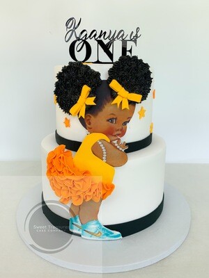 Afro baby 2 tier cake