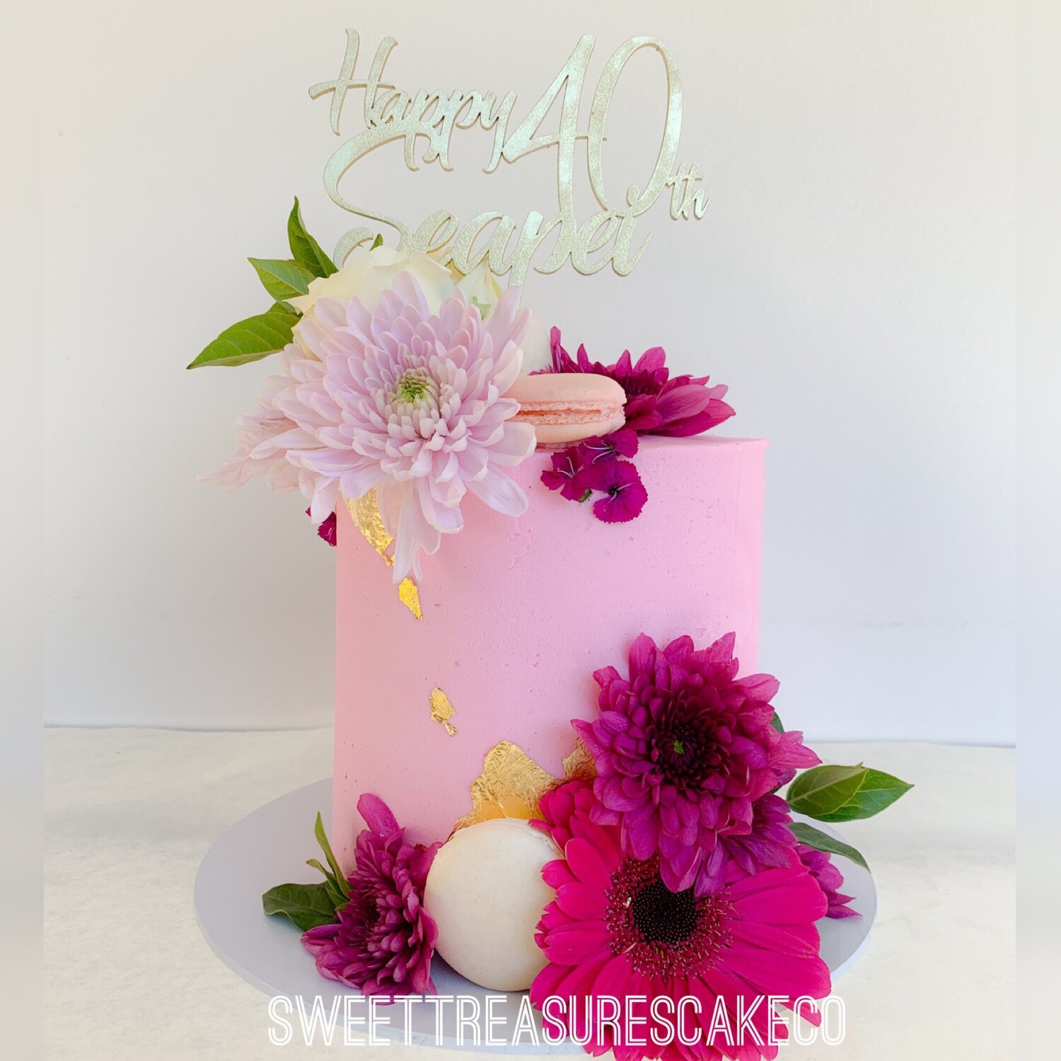 Pink Buttercream Single tier Cake