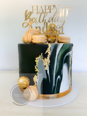 Fondant marble Single tier cake