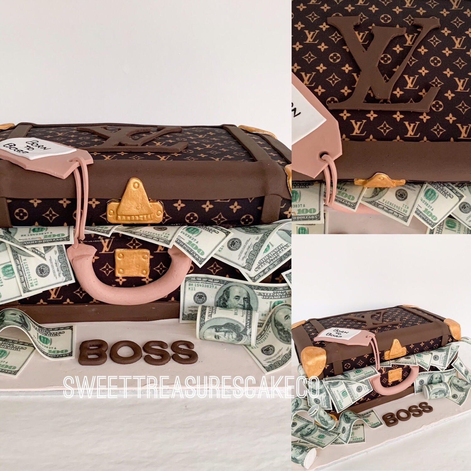 LV Money Suitcase Single tier Cake