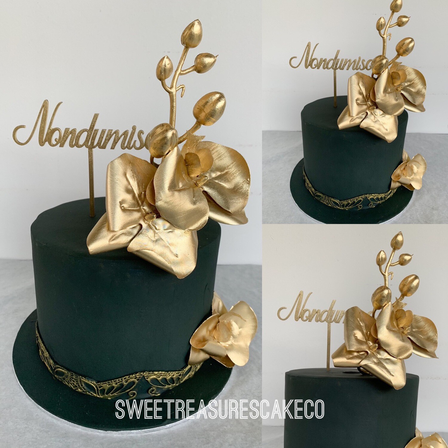 Black and Gold Single tier Cake