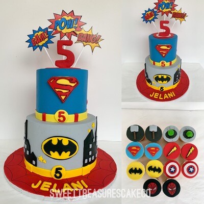 Superhero's 2 tier Cake