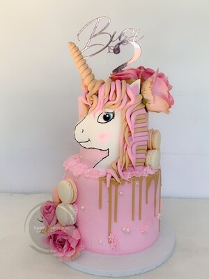 Unicorn drip 2 tier cake