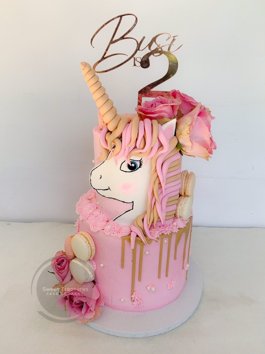 Unicorn drip 2 tier cake