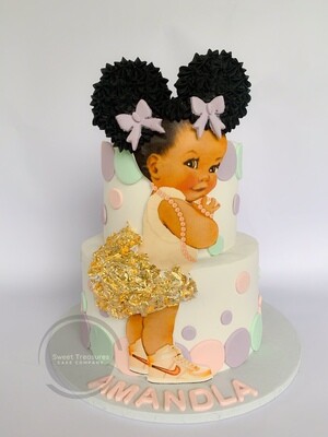 Afro baby 2 tier cake