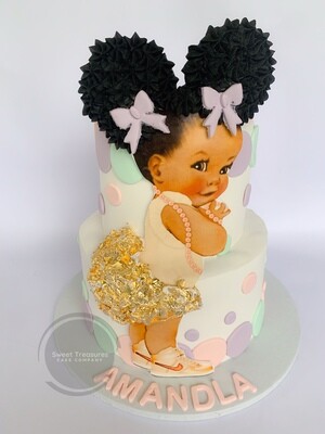 Afro baby 2 tier cake