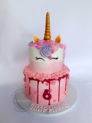 Unicorn drip 2 tier Cake