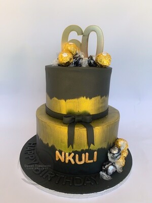 Black and gold birthday 2 tier cake