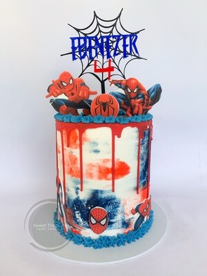 Spiderman chocolate drip Single tier cake