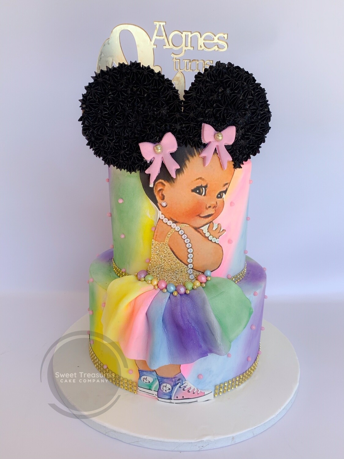 Afro baby 2 tier cake