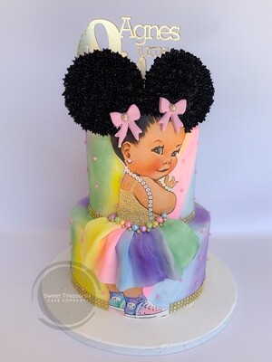 Afro baby 2 tier cake