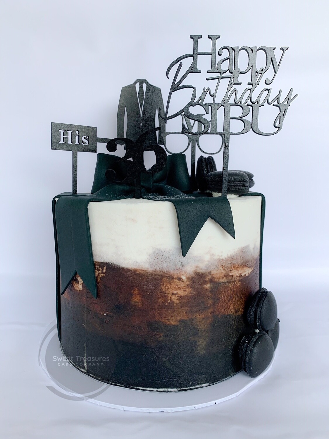 Black, brown and white Man Single tier Cake