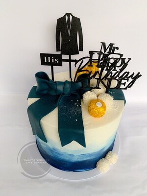 Blue and white Man Single tier Cake