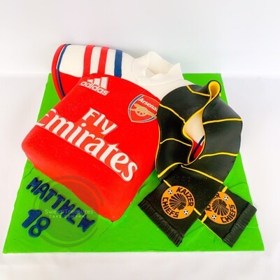 Soccer Jersey Single tier Cake with Scarf