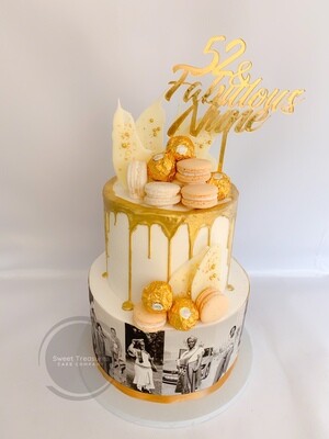Chocolate drip 2 tier cake with photos