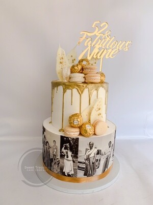 Chocolate drip 2 tier cake with photos
