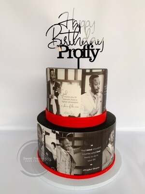 Black, White and Red Photos 2 tier Cake