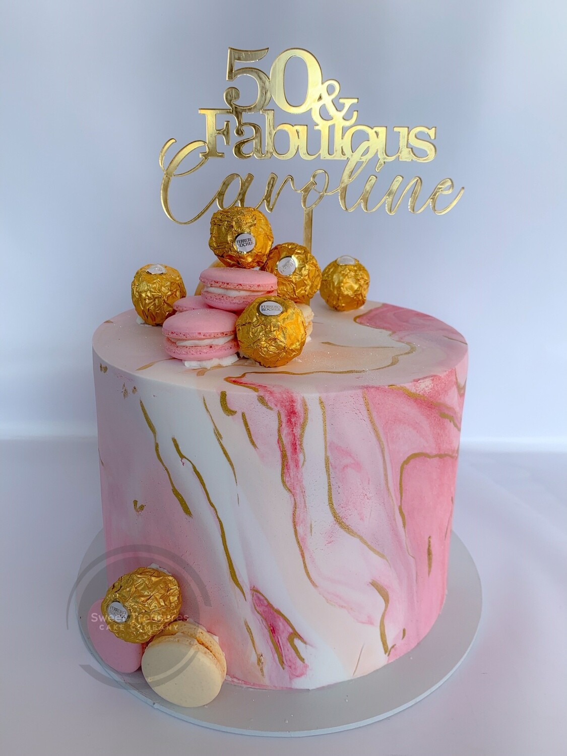 Fondant marble Single tier cake