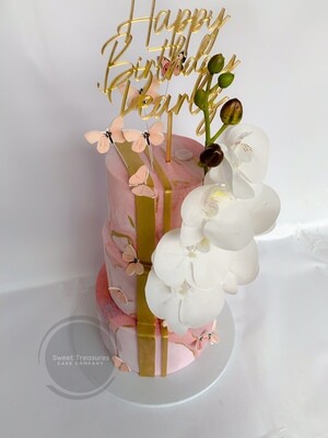 Marbled fondant 3 tier cake with orchards