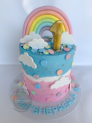 Rainbow Delight Fault Line Single tier cake