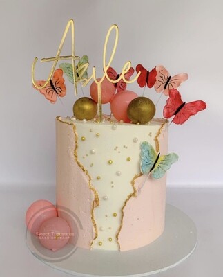 Butterflies &amp; Spheres Fault Line Single tier Cake