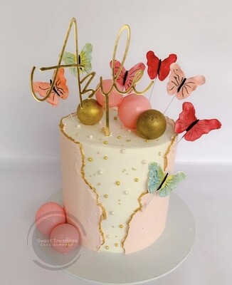 Butterflies &amp; Spheres Fault Line Single tier Cake
