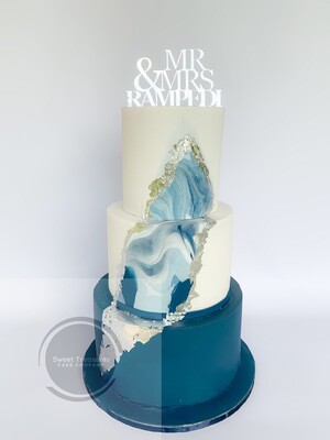 3 tier Navy and White Marbled Wedding Cake quotation