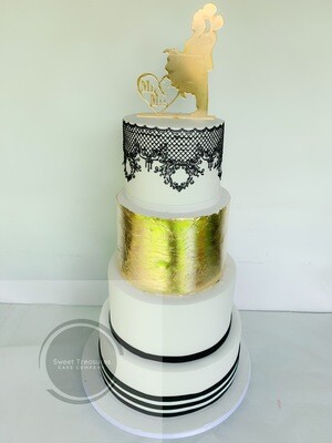 4 tier Black, White and Gold Wedding Cake quotation