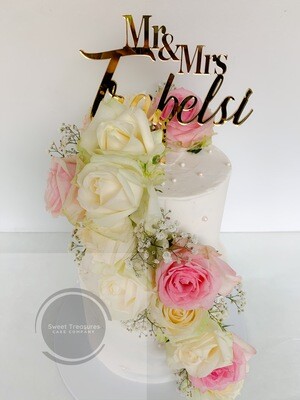 2 tier Flowers and pearls buttercream Wedding Cake quotation