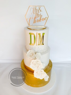 3 tier white and gold Wedding Cake quotation