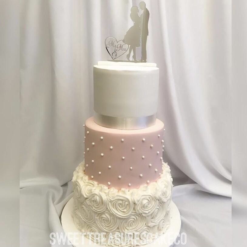 3 tier pink and white wedding Cake quotation