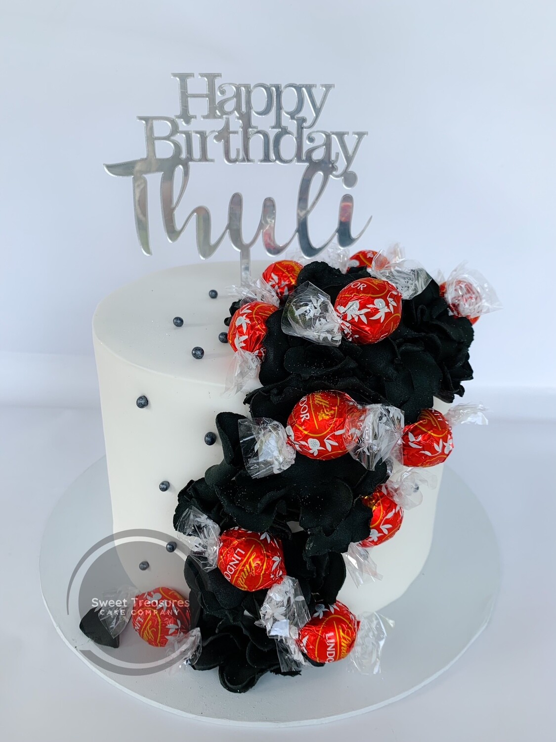 Black and red birthday Single tier Cake