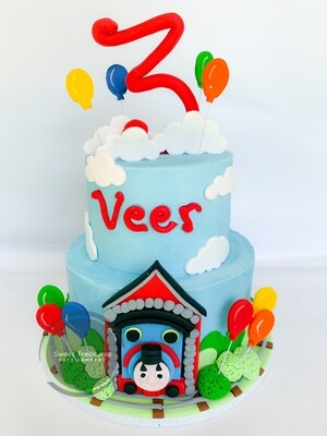 Thomas the engine 2 tier birthday cake