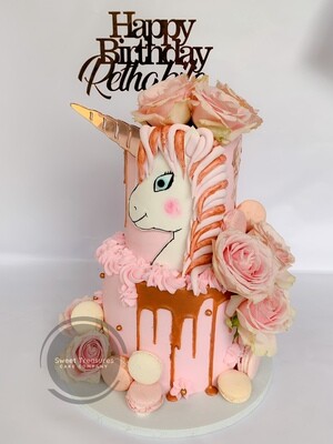 Unicorn drip 2 tier cake