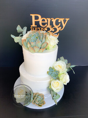 Semi naked 2 tier fresh florals cake