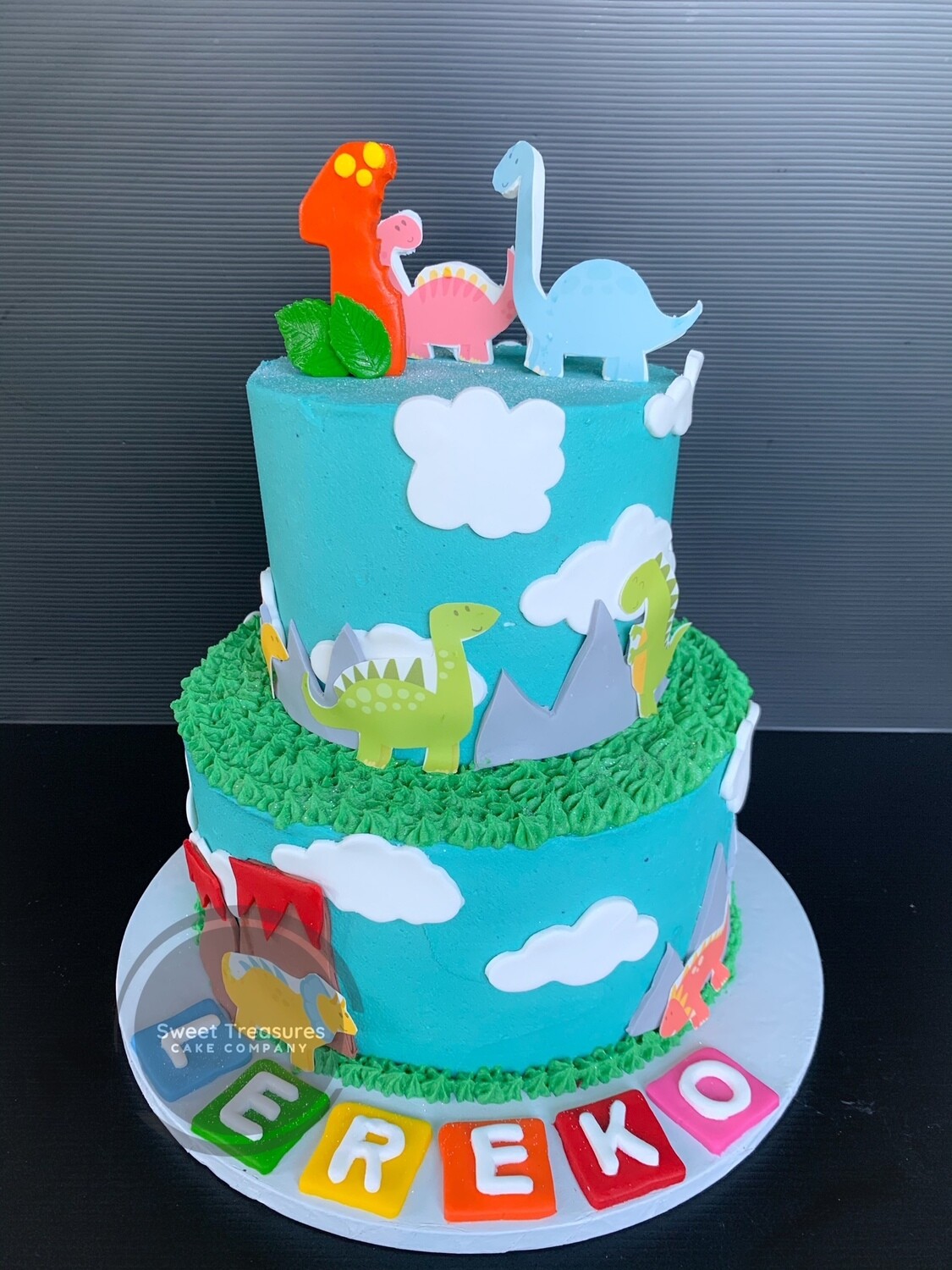 Dinosaur 2 tier Cake