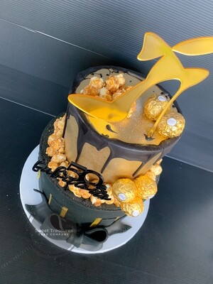 Black and gold birthday 2 tier cake