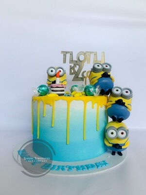 Minion Chocolate Drip Single tier Cake