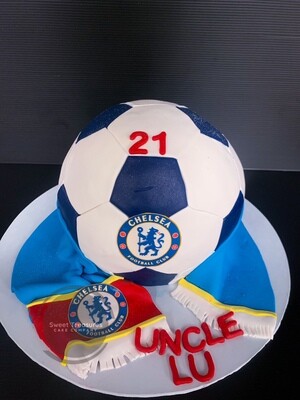 Chelsea Themed Soccer ball Single tier cake