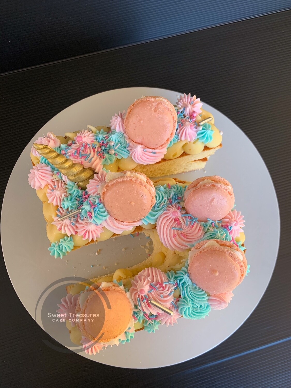 Unicorn Number/Letter Single tier Cake