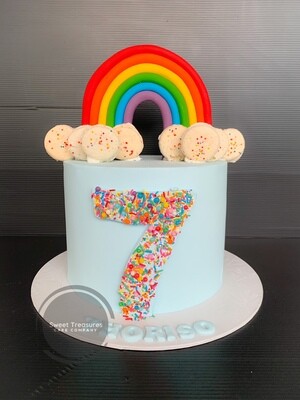 Rainbow macaron Single tier cake