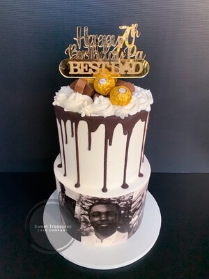 Chocolate drip 2 tier cake with photos