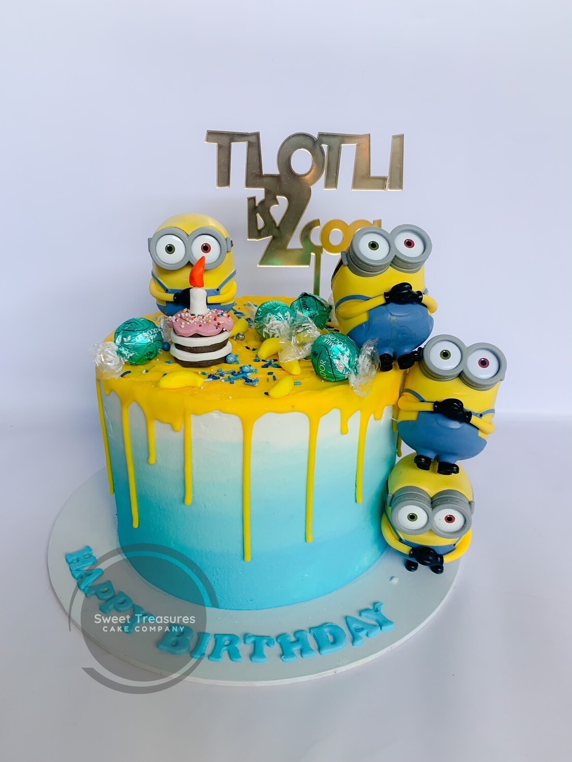 Minion Chocolate Drip Single tier Cake