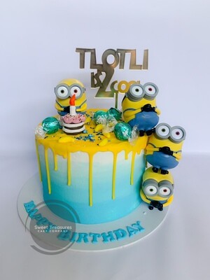 Minion Chocolate Drip Single tier Cake