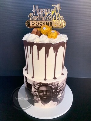 Chocolate drip 2 tier cake with photos