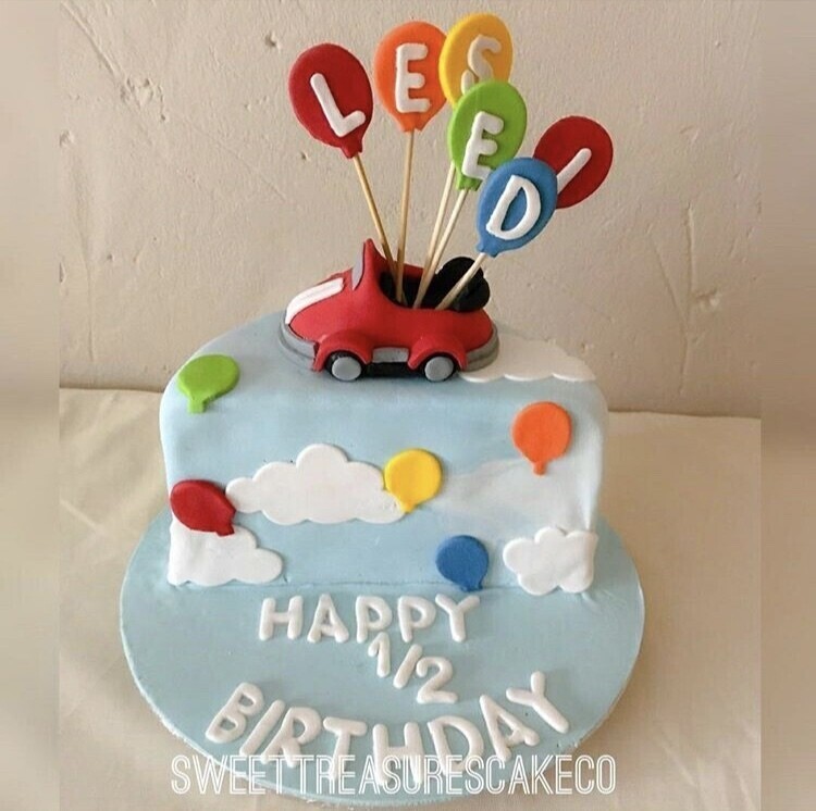 6 months Cars themed birthday cake