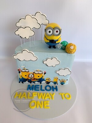 6 months Minions themed Half birthday cake